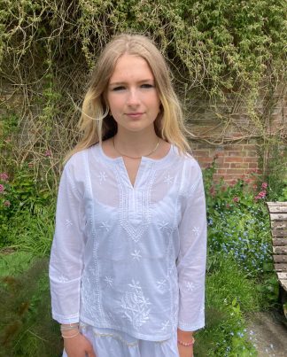 White cotton embroidered top