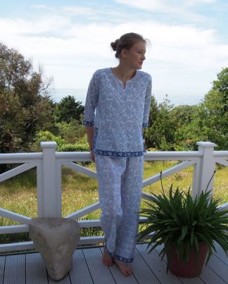 Blue and White Cotton Pyjamas