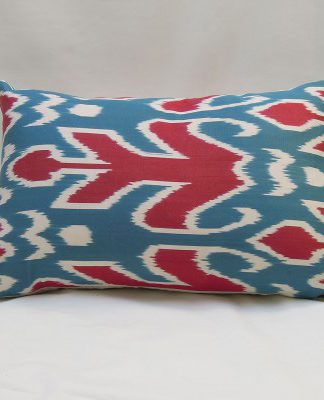 Silk Ikat Cushion Teal & Red
