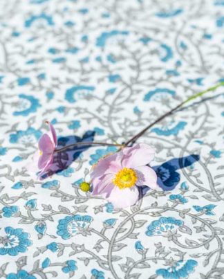 Blue Flower Rectangular Cotton Tablecloth
