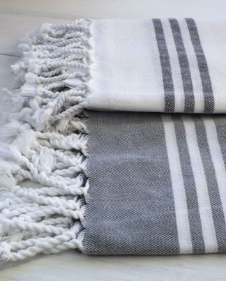 Turkish Towel - Grey and White