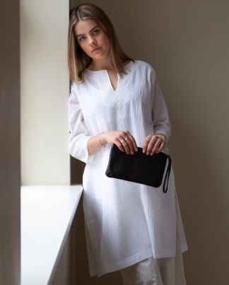 Cotton Pintuck Kurta - White