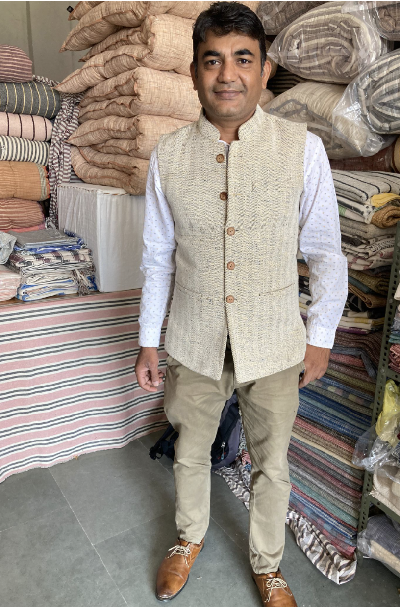 image: handwoven mans cotton waistcoat